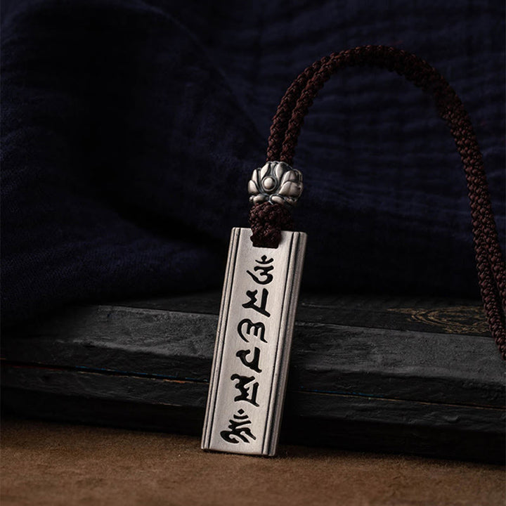 Collana con ciondolo in argento sterling 999 con Buddha Stones, Om Mani Padme Hum, inciso con loto e saggezza - image 7