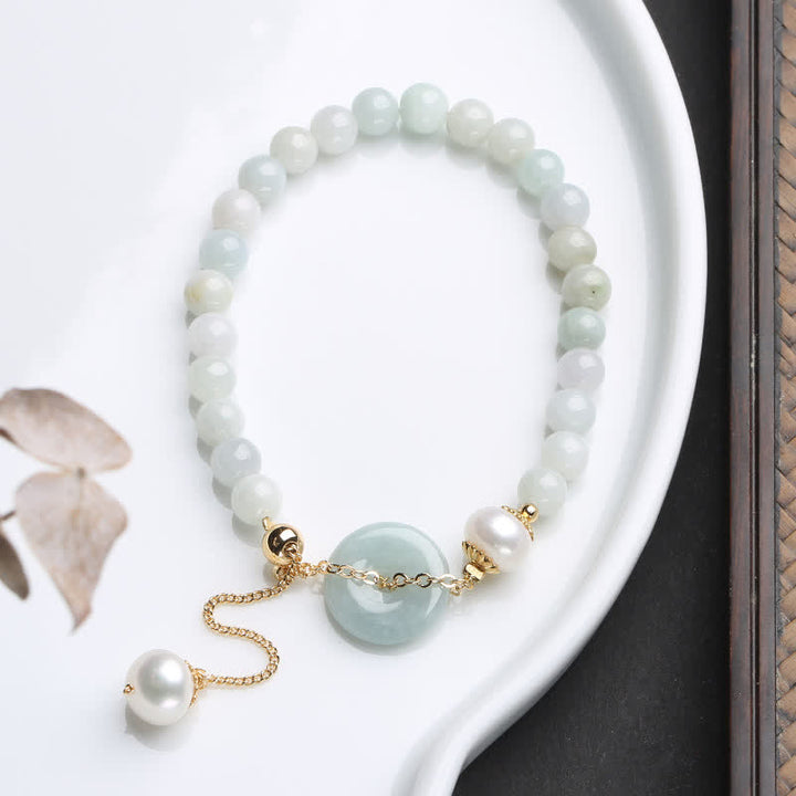 Braccialetto Buddha Stones Natural Jade Pearl Peace Buckle Prosperity Luck