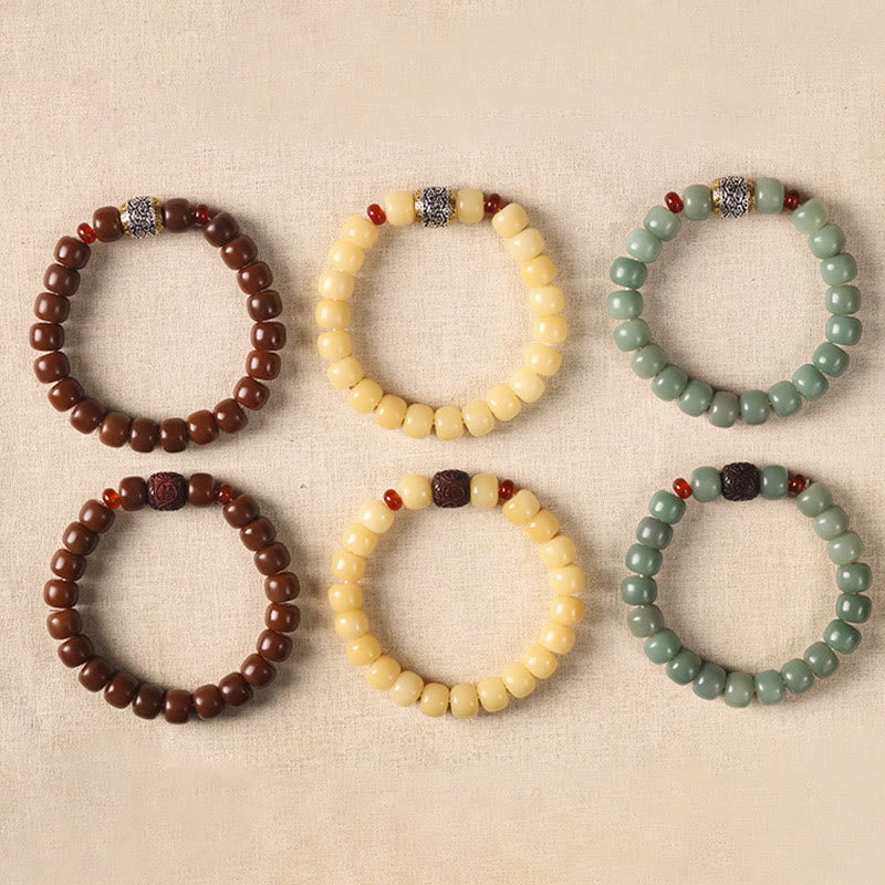 Braccialetto di perline di carattere Fu Buddha Stones, semi di Bodhi, nuvola di buon auspicio, pace