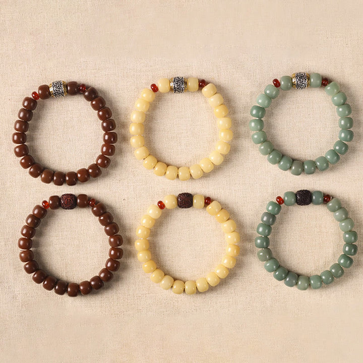 Braccialetto di perline di carattere Fu Buddha Stones, semi di Bodhi, nuvola di buon auspicio, pace