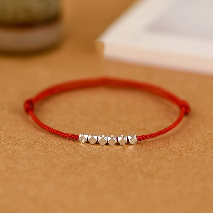 Braccialetto alla caviglia con treccia in corda rossa in argento sterling 925 Buddha Stones