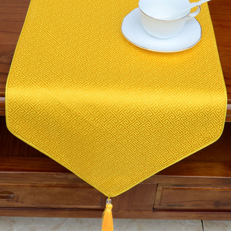Preghiera Altare Fiore Vajra Drago Modello Tibetano Simboli di Buon Auspicio Nappe Jacquard Runner da Tavolo