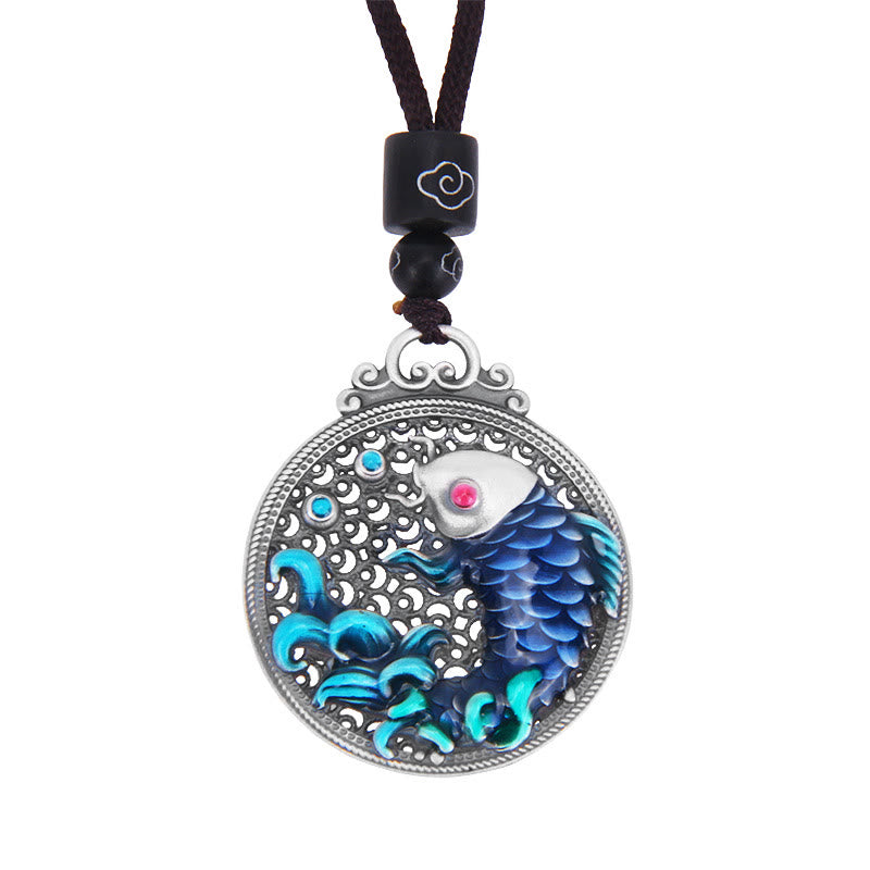 Collana con ciondolo Buddha Stones 999 Sterling Silver Luck Koi Fish Success Prosperity - image 6
