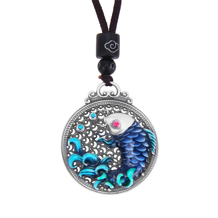 Collana con ciondolo Buddha Stones 999 Sterling Silver Luck Koi Fish Success Prosperity - image 6