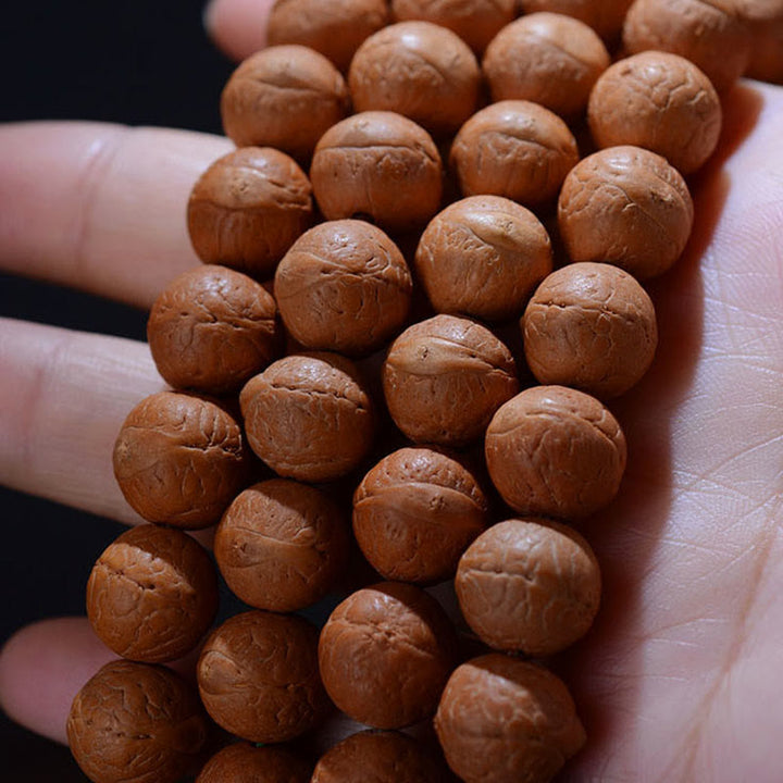 Buddha Stones 108 Mala Beads Nepal Bodhi Seed Fortuna Ricchezza Braccialetto con Nappa - image 7