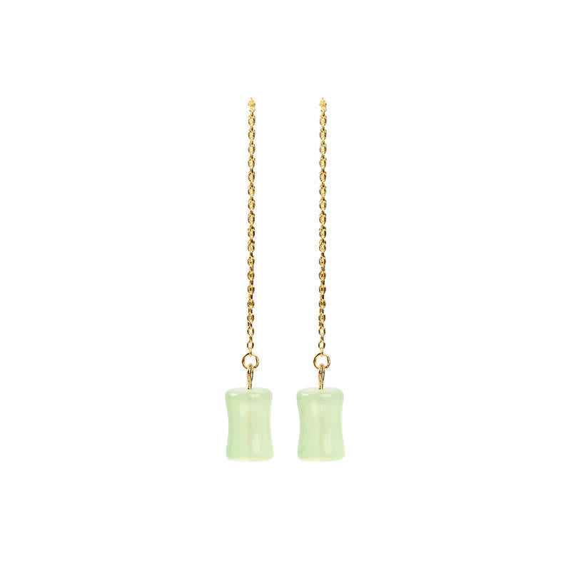 Orecchini pendenti con motivo Buddha Stones Jade Bamboo Luck