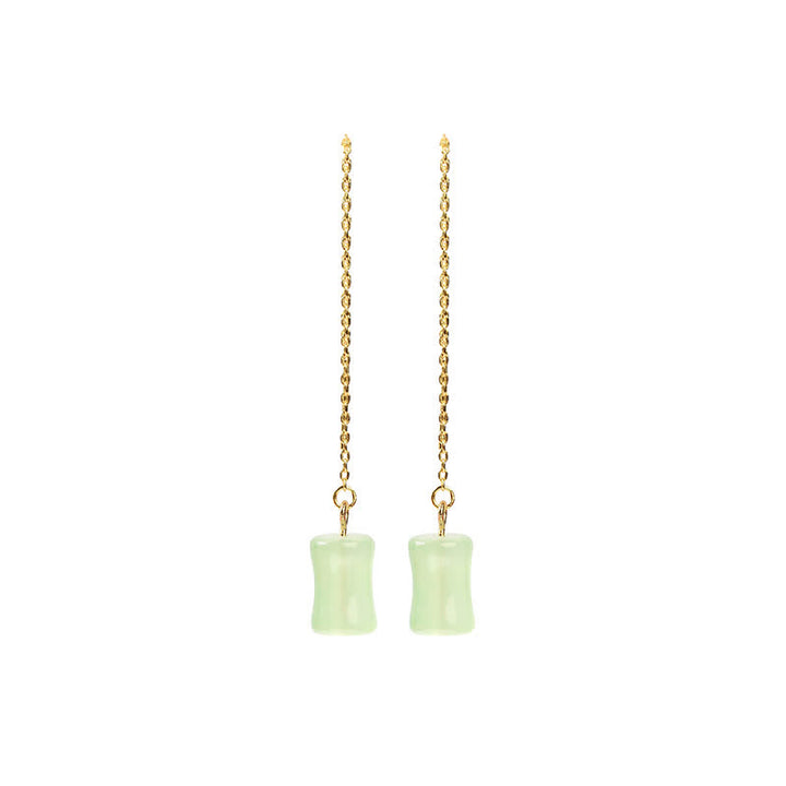 Orecchini pendenti con motivo Buddha Stones Jade Bamboo Luck
