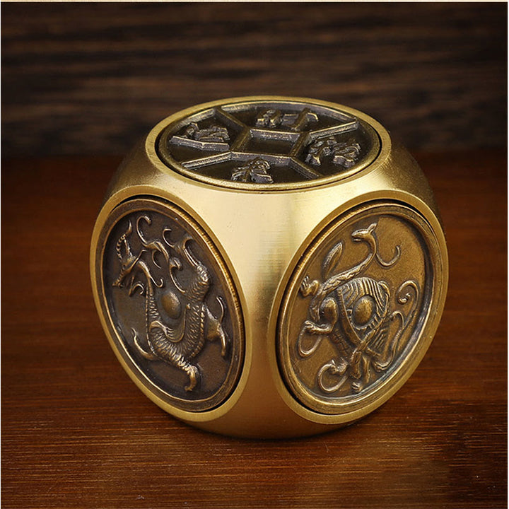 Buddha Stones Quattro Bestie Feng Shui Yin Yang Bagua Moneta di rame Armonia Decorazione girevole - Quattro bestie 3*3cm - image 2