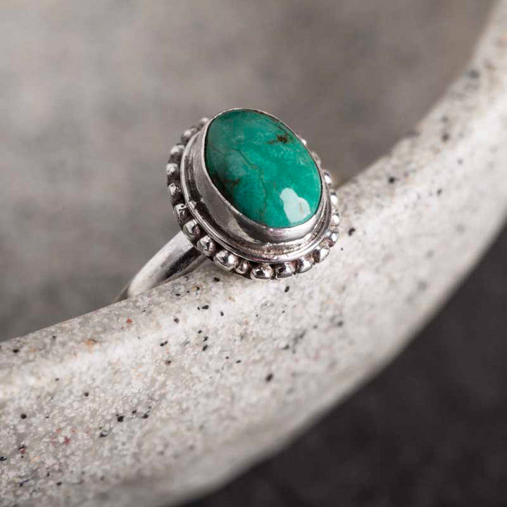 Anello Buddha Stones in argento sterling 925 con turchese e saggezza