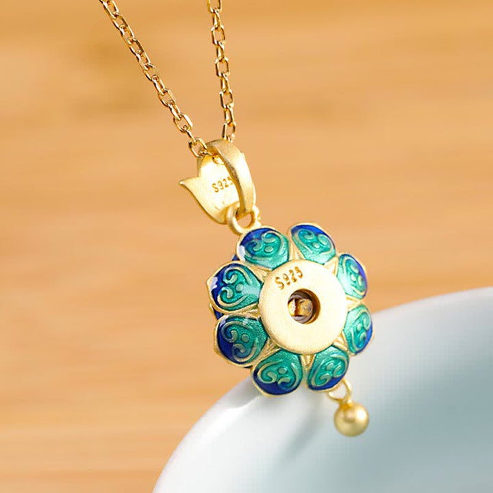 Collana con ciondolo dell'illuminazione in agata rossa con ruota di preghiera del loto tibetano in argento sterling 925 - image 3