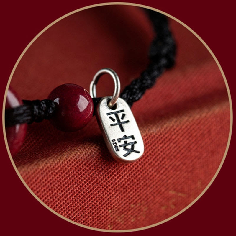 Buddha Stones fatte a mano Cinabro Fibbia della pace Ciondolo sicuro e sano Benedizione Braccialetto alla caviglia