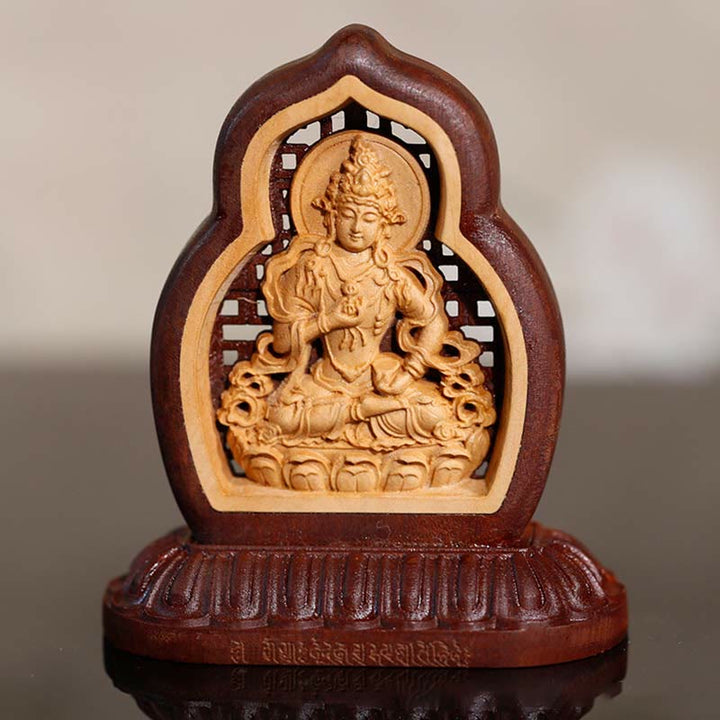 Statua di compassione incisa in legno del Buddha Vajrasattva, decorazione figurina - 7*7,5 cm - image 0