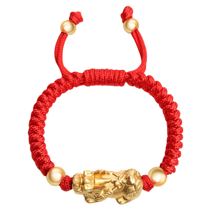 Buddha Stones per bambini in argento sterling 999 PiXiu Wealth King Kong Knot String Braided Kids