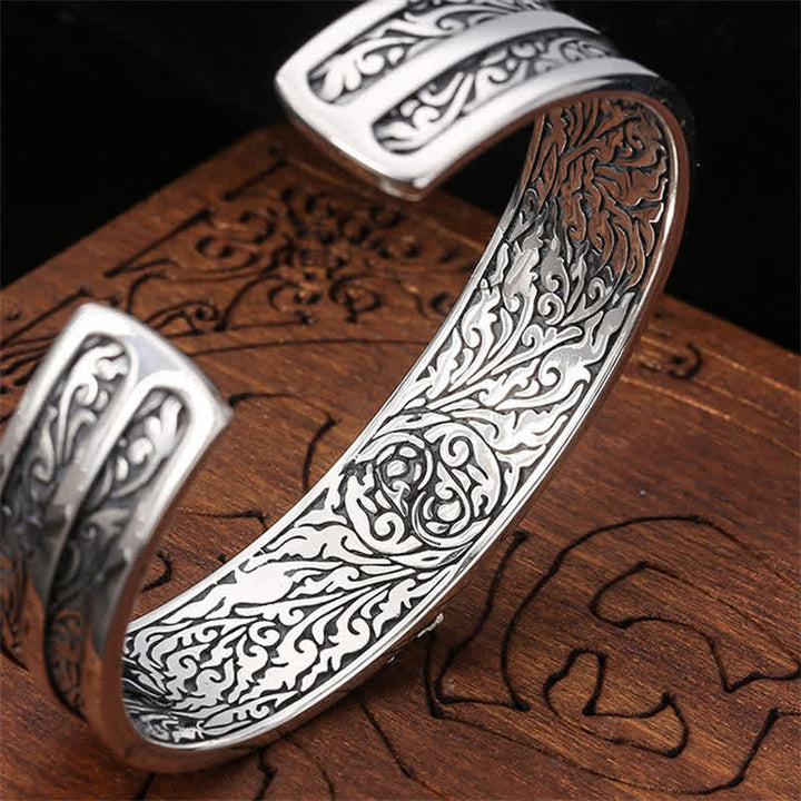 Buddha Stones 925 Sterling Silver Vajra Dorje Braccialetto con Potere Spirituale Inciso - image 4