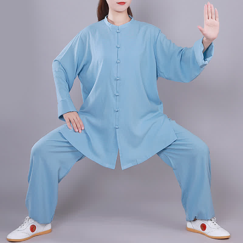 Set di abbigliamento unisex in cotone e lino , Buddha Stones, Tai Chi, Qigong, meditazione, preghiera, pratica spirituale Zen - Blu - Manica lunga - US14, UK/AU18, EU46 (3XL)  - image 15
