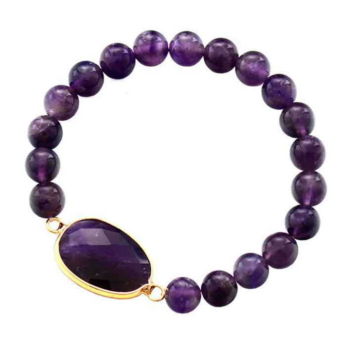 Bracciale Buddha Stones con motivo a marquise in cristallo di ametista naturale