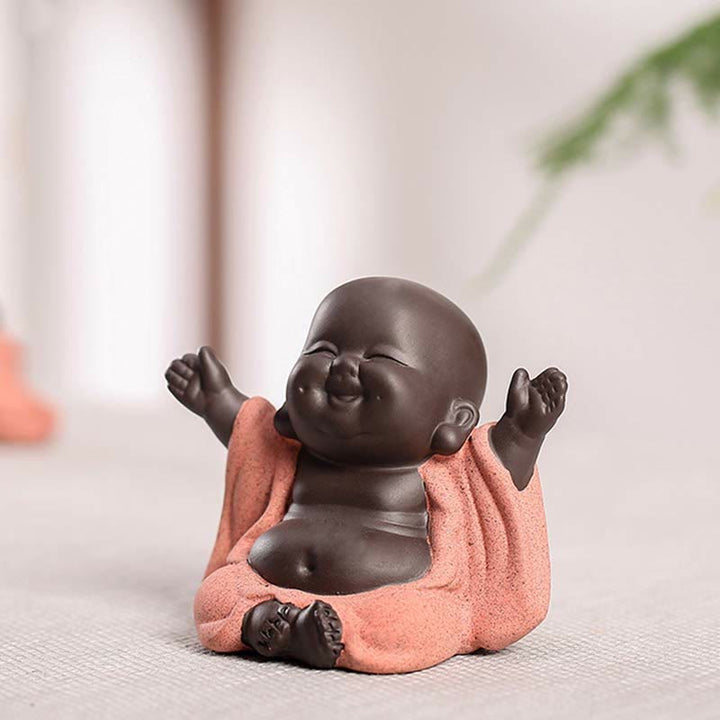 Buddha Stones Buddha sempre sorridente che ride Ricchezza Fortuna Argilla viola Statua di Maitreya Decorazione - image 3