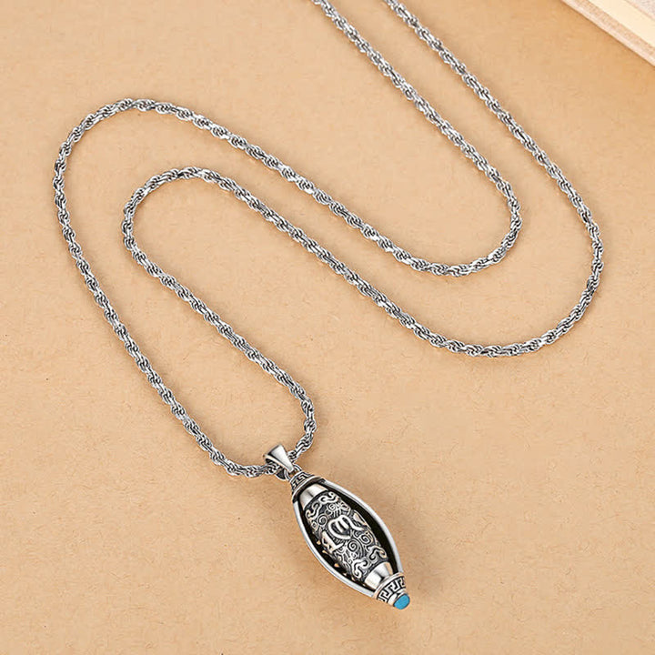Collana di protezione con ciondolo girevole Buddha Stones Tibet Om Mani Padme Hum