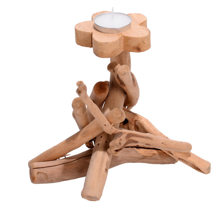 Portacandele in legno con motivo floreale, motivo Buddha Stones , decorazione per la casa - image 4