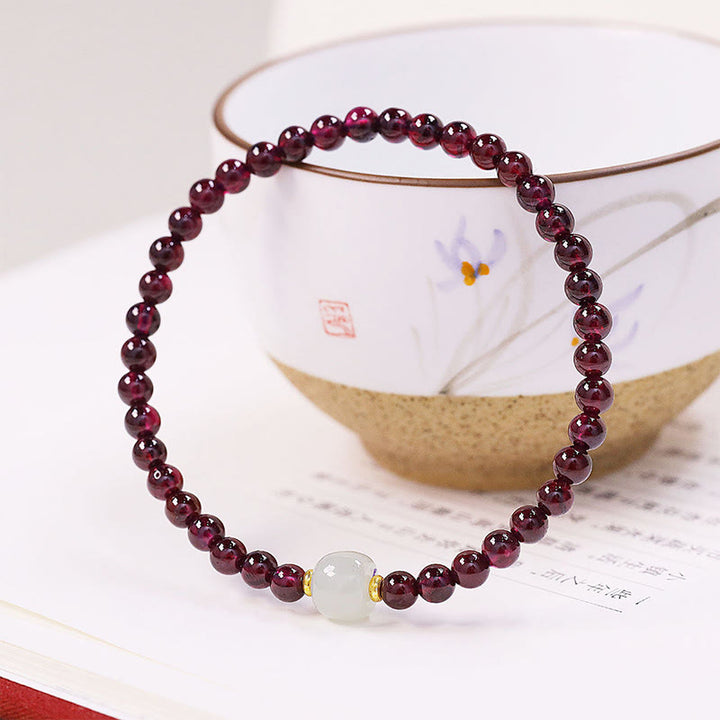 Braccialetto di purificazione con perline di giada granata naturale Buddha Stones