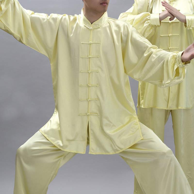 Buddha Stones Modello semplice Meditazione Preghiera Spirituale Zen Tai Chi Qigong Pratica Set di abbigliamento unisex - Giallo chiaro - 3XL- ADATTO PER USA/UK/AU/UE - 2XL - image 17