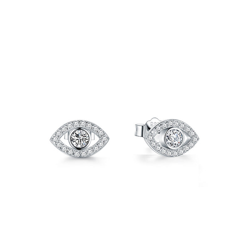 Orecchini a bottone con simbolo del malocchio in argento sterling 925 Buddha Stones