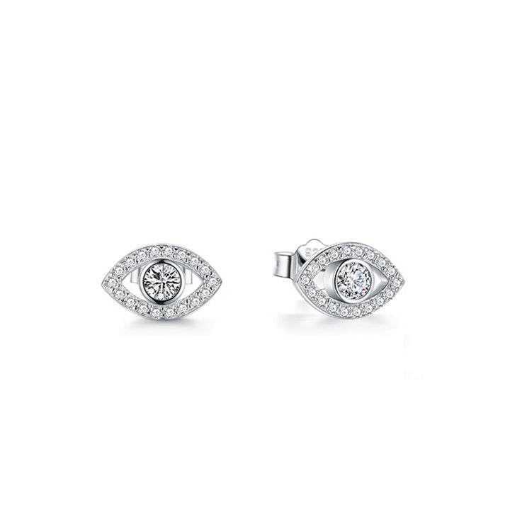 Orecchini a bottone con simbolo del malocchio in argento sterling 925 Buddha Stones