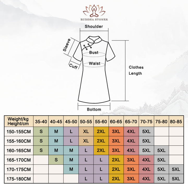 Abito da donna in cheongsam con stampa di foglie e nuvole di buon Buddha Stones vintage, abito da donna in qipao - image 16