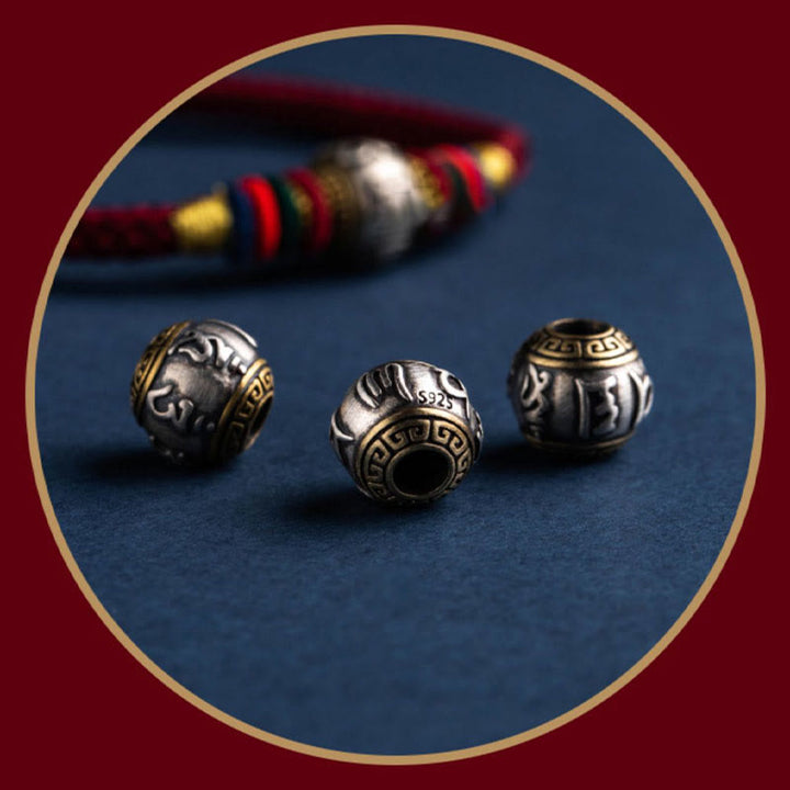 Bracciale intrecciato con nodo di King Kong, fatto a mano in Tibet, in argento sterling 925, con Buddha Stones, Om Mani Padme Hum e protezione dalla fortuna