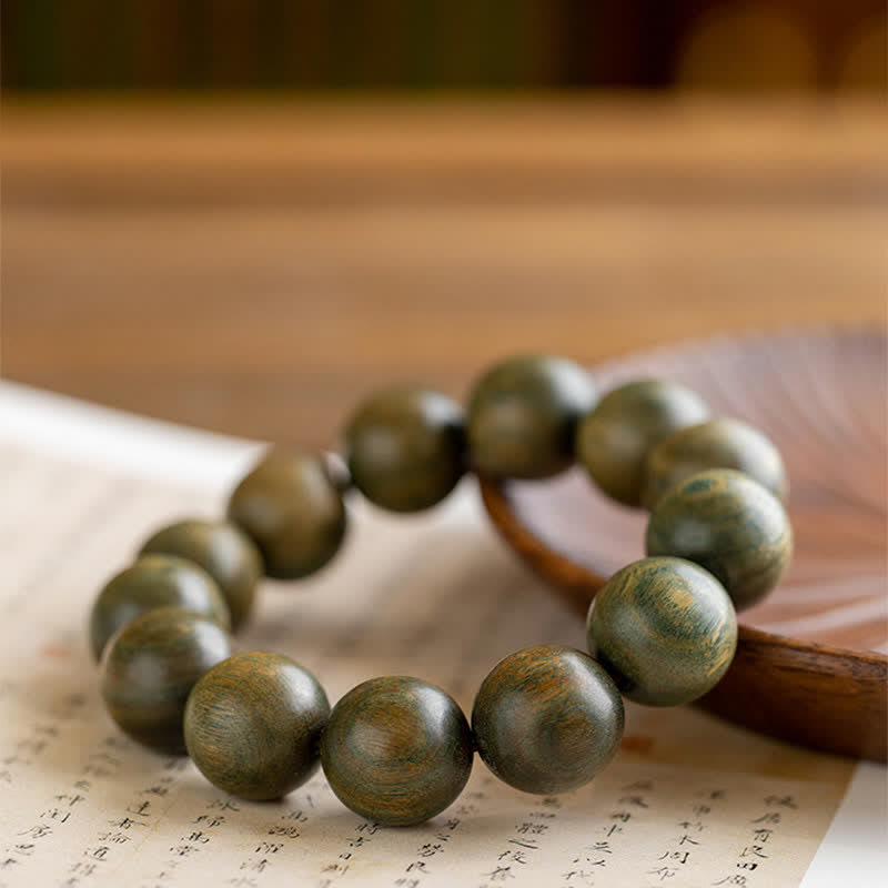 Braccialetto curativo lenitivo in legno di sandalo verde tibetano