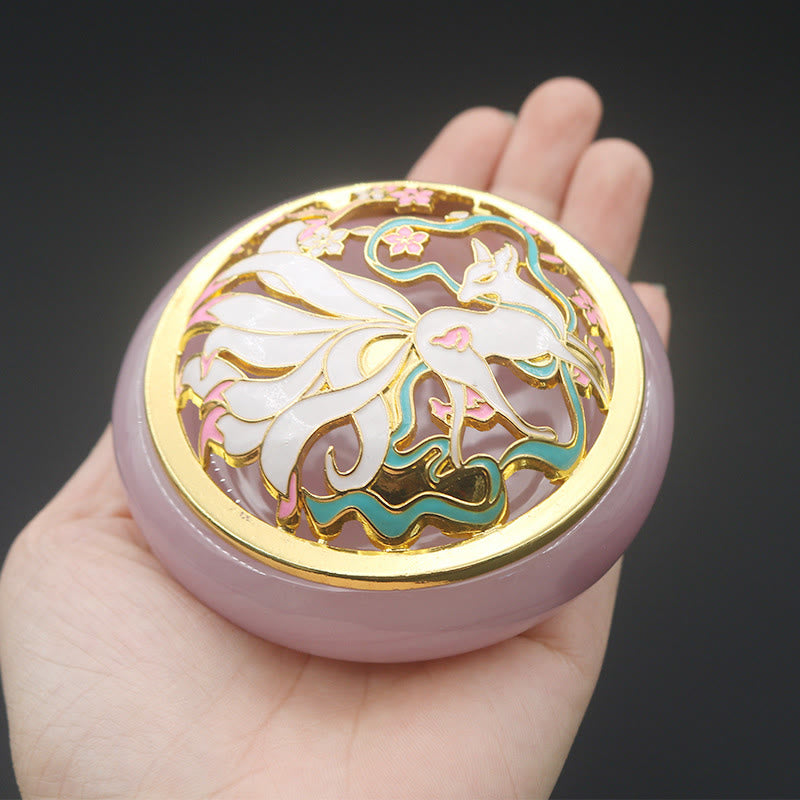 Buddha Stones Volpe a nove code Liuli Cristallo curativo Meditazione Bruciatore di incenso