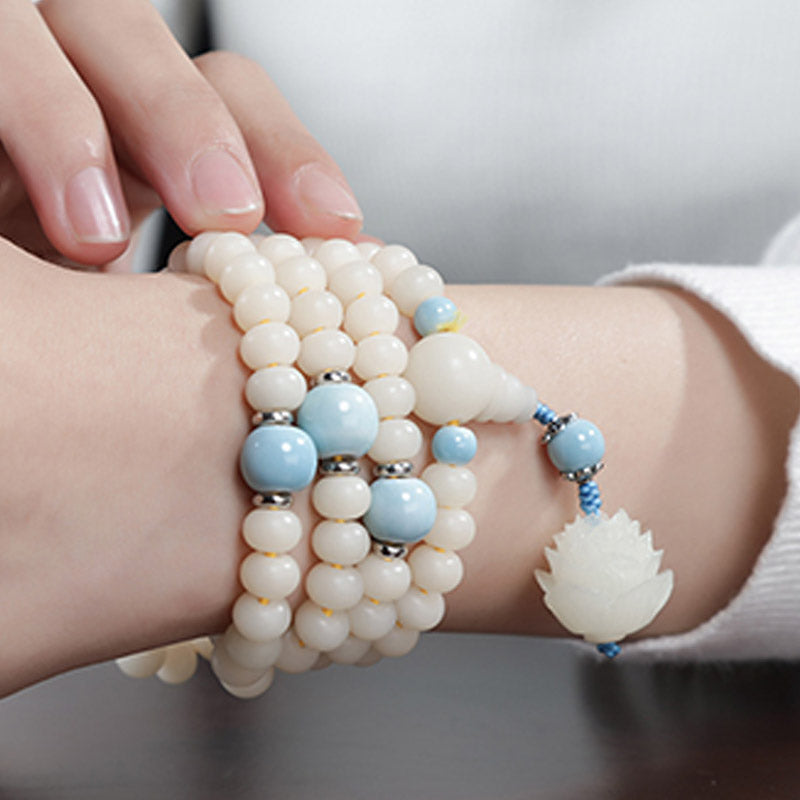 Buddha Stones Braccialetto con ciondolo di benedizione del loto con perline di Bodhi - image 11