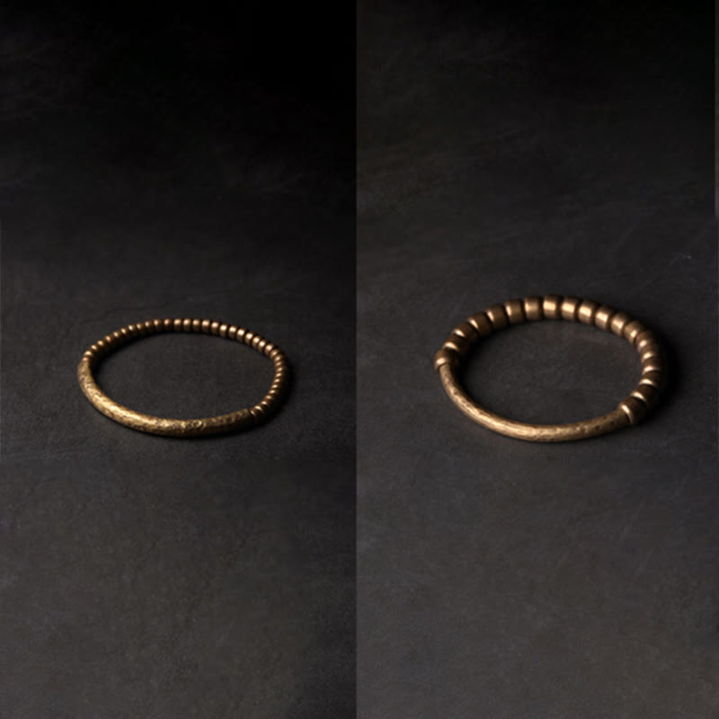 Braccialetto di perline di ottone e rame con design semplice Buddha Stones, fortuna e ricchezza
