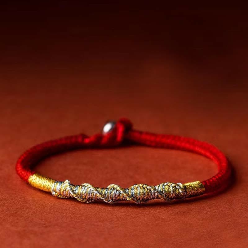 Braccialetto di protezione intrecciato con corda rossa Buddha Stones in argento sterling 925, forza e fortuna - image 5