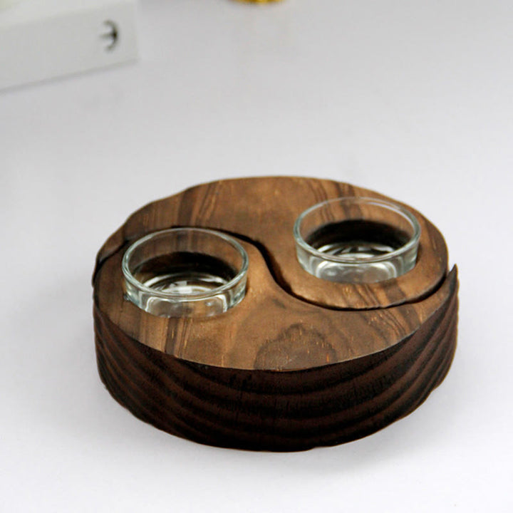 Buddha Stones Yin Yang Portacandele in legno Meditazione Rituali Usa oggetti