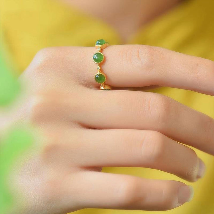 Anello regolabile Buddha Stones Cyan Jade Healing Calm - image 3