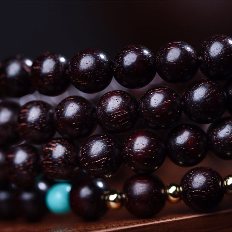 Buddha Stones 108 Mala Beads Tibetano Piccola Foglia Sandalo Rosso Braccialetto di Equilibrio di Loto