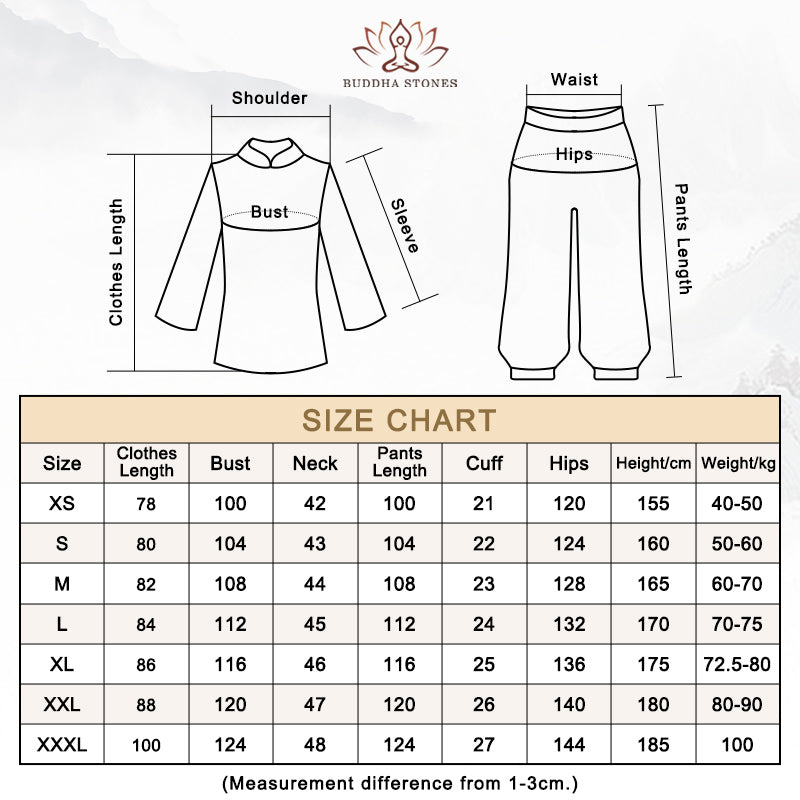 Buddha Stones Fiore Ricamo Meditazione Preghiera Spirituale Zen Tai Chi Qigong Pratica Set di Abbigliamento Unisex
