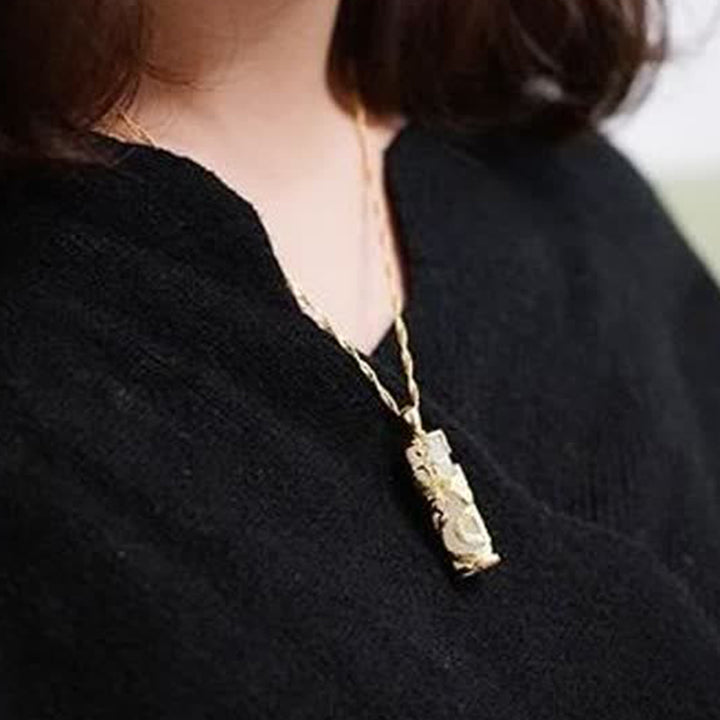 Buddha Stones Giada Drago Fenice Rame Benedizione Armonia Collana Pendente - image 10