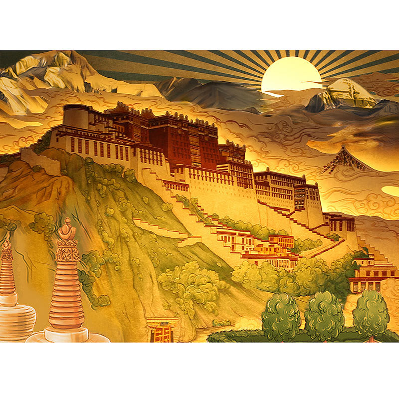 Lampada da tavolo a LED creativa con luci notturne in carta intagliata a LED del palazzo del Potala del Tibet
