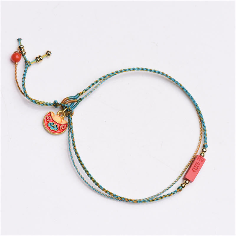 Braccialetto a doppio strato intrecciato con treccia di benedizione Buddha Stones Cinnabar fatto a mano come si desidera