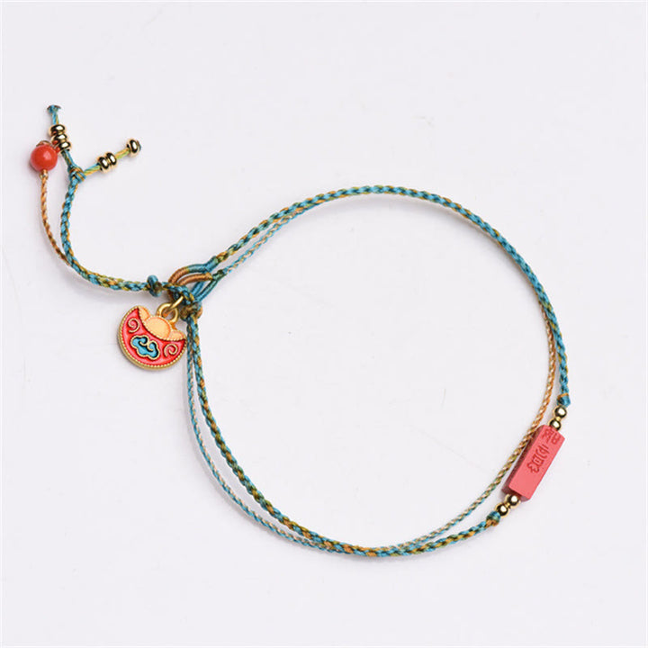 Braccialetto a doppio strato intrecciato con treccia di benedizione Buddha Stones Cinnabar fatto a mano come si desidera