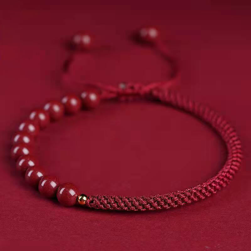 Braccialetto di corda di benedizione con nodo King Kong in cinabro naturale Buddha Stones