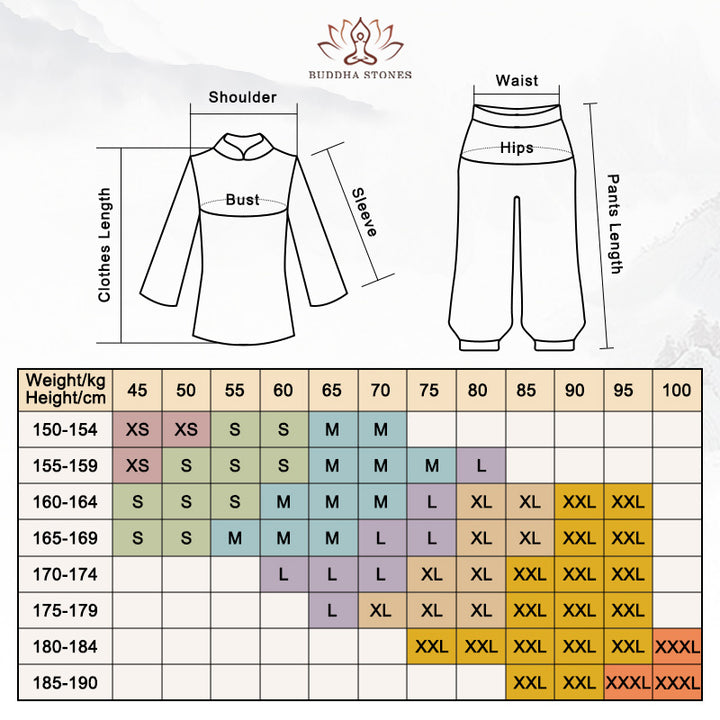 Buddha Stones Meditazione Zen Preghiera Spirituale Tai Chi Qigong Pratica Unisex Ricamo Abbigliamento Set - image 5