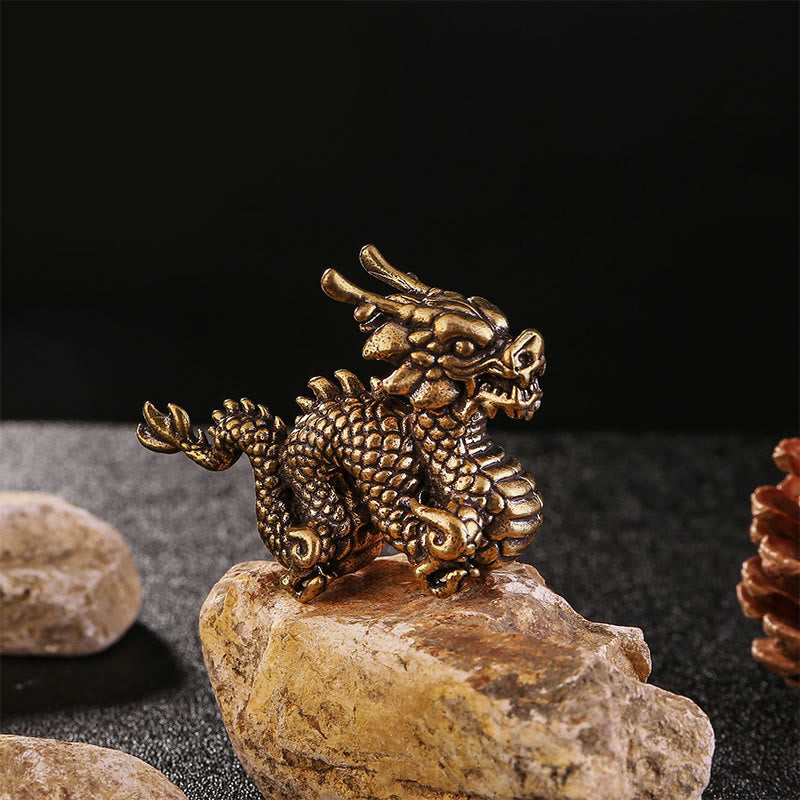 Buddha Stones Anno del Drago Piccolo Drago di Ottone di Buon Auspicio Fortuna Successo Decorazione della Casa