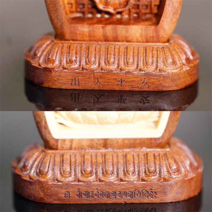 Buddha Stones Guru Rinpoche Buddha Padmasambhavan Serenity Statua incisa in legno