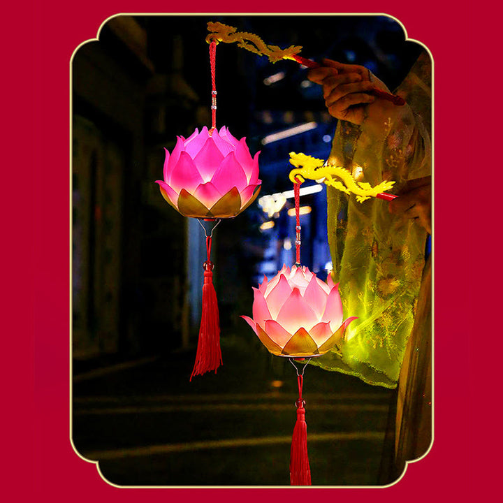 Decorazione lampada lanterna drago fiore di loto fai da Buddha Stones