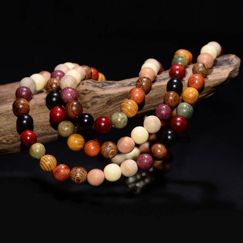 Buddha Stones 108 Perle Wenge Legno Mala Benedizione Meditazione Bracciale - image 3
