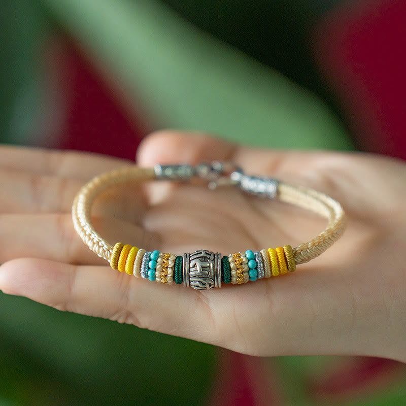 Bracciale intrecciato in argento sterling 925 fatto a mano con Buddha Stones, tibetano Om Mani Padme Hum, purezza - image 5