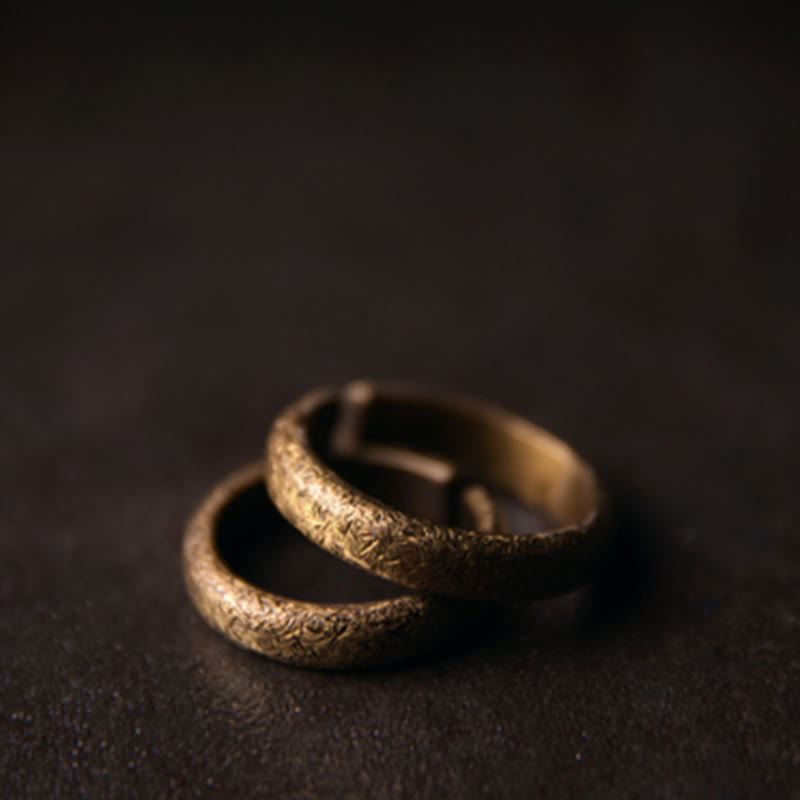 Anello di coppia portafortuna in rame con design vintage tibetano
